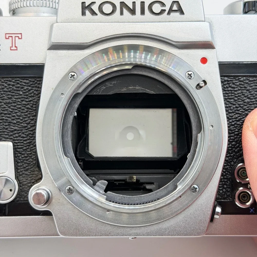 Konica Autoreflex T 35mm SLR Camera with Hexanon AR 52mm f1.8 Lens Silver TESTED